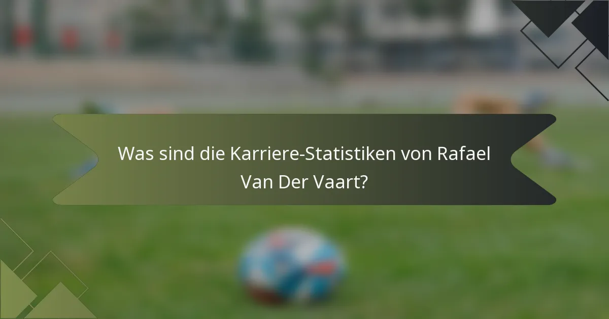 Was sind die Karriere-Statistiken von Rafael Van Der Vaart?
