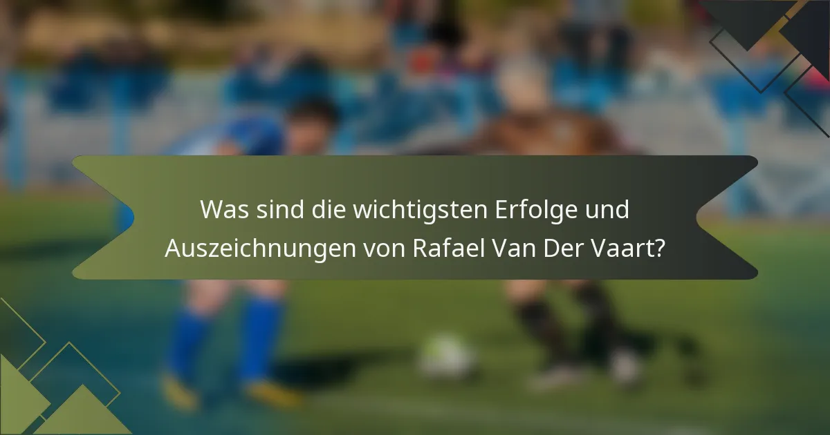 Was sind die wichtigsten Erfolge und Auszeichnungen von Rafael Van Der Vaart?