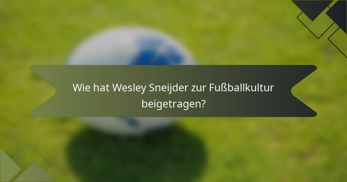 Wie hat Wesley Sneijder zur Fußballkultur beigetragen?
