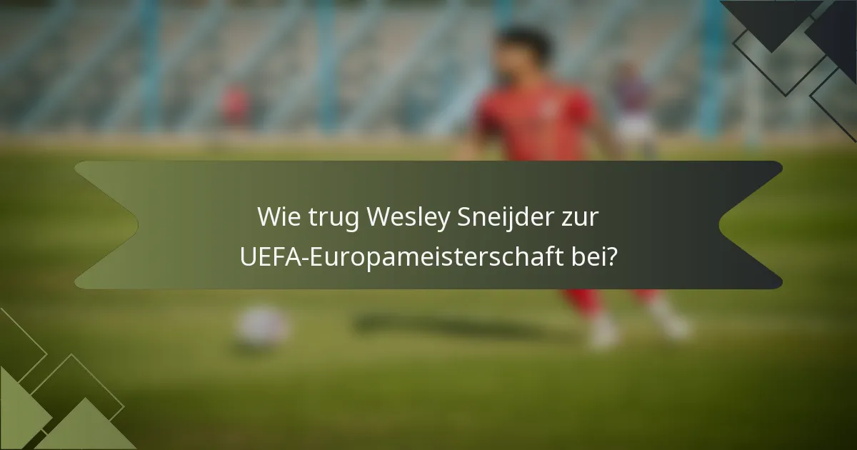Wie trug Wesley Sneijder zur UEFA-Europameisterschaft bei?
